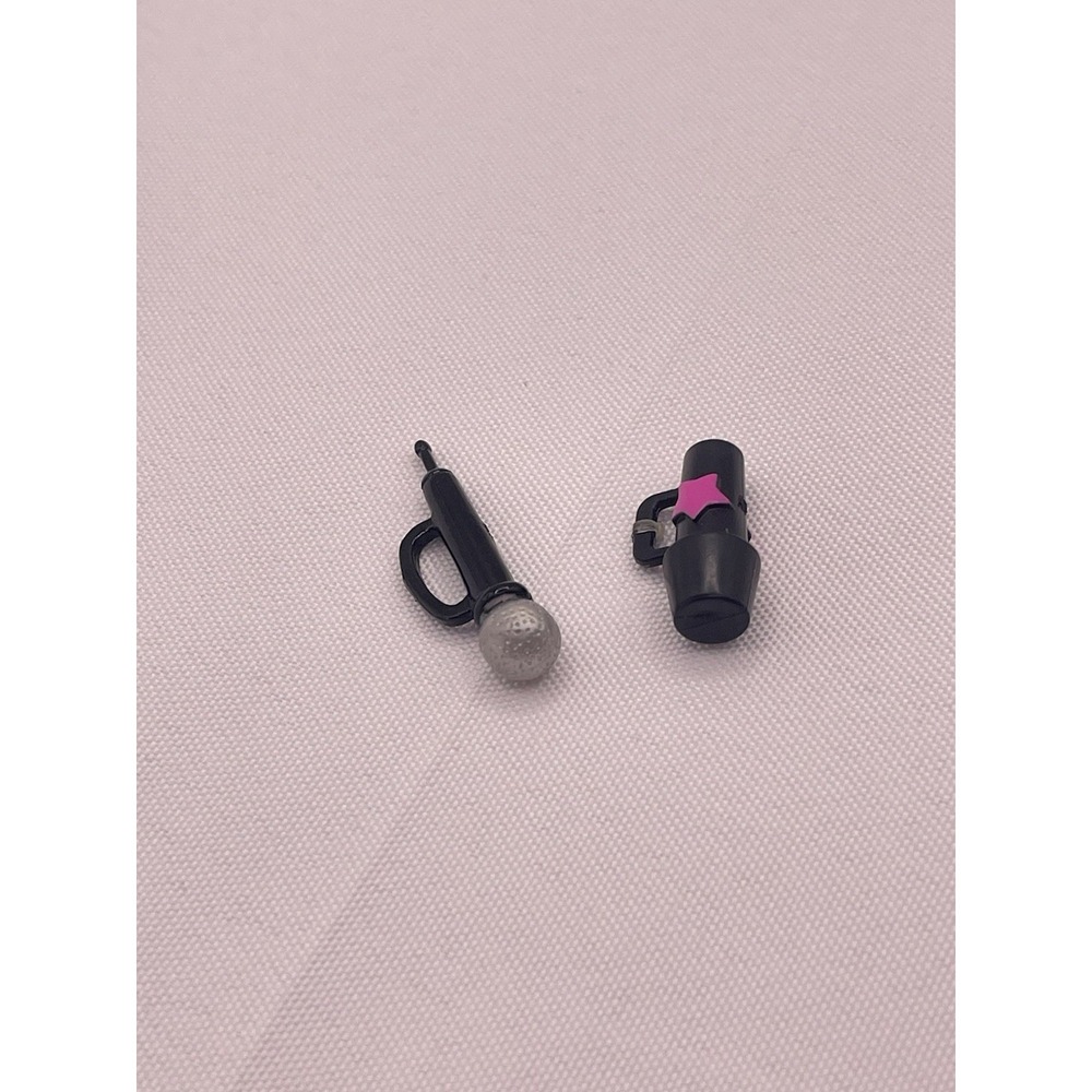 Barbie or Hannah Montana Doll Accessory Black Silver/pink Microphone Lot of 2